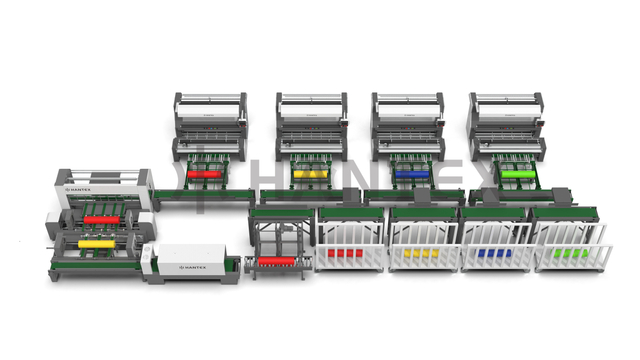 AUTOMATIC FABRIC ROLLS PACKING MACHINE LINE