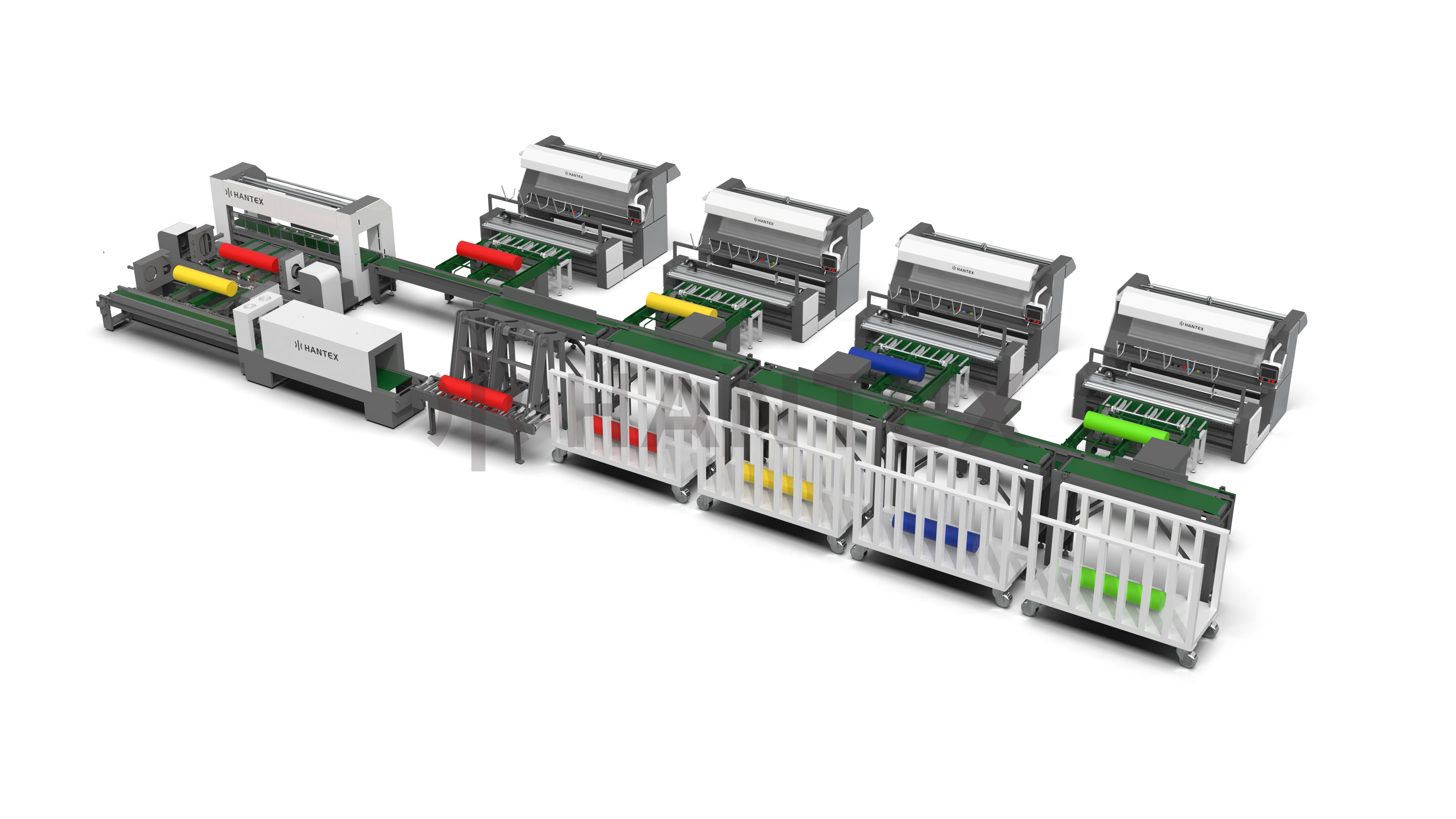 AUTOMATIC FABRIC ROLLS PACKING SORTING MACHINE